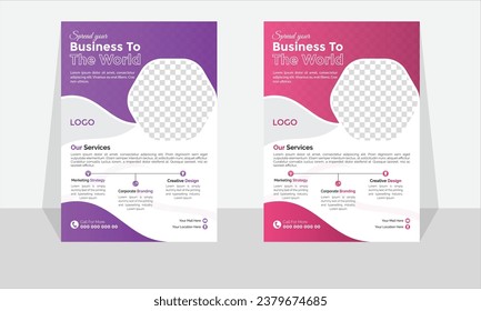 Corporate Business Flyer two colors scheme vector template in A4 size A4, Front and back, Easy to use and edit Portfolio, Flyer Corporate Business
