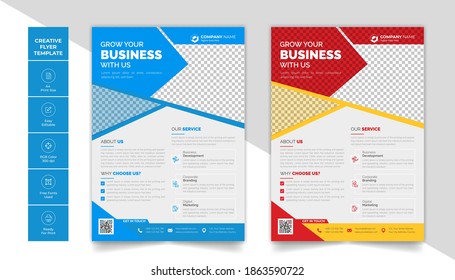 Diseño de vectores de volante de negocios corporativos con 2 atractivos esquemas de colores.Resumen de diseño moderno de panfletos de volante de negocios folleto de portada de diseño de ilustraciones vectoriales en tamaño A4. 