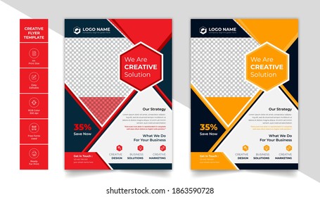 Corporate business flyer vector design layout with 2 attractive colour scheme.Abstract modern business flyer poster pamphlet brochure cover leaflet design vector illustration template in A4 size. 