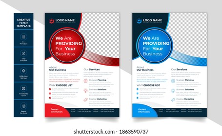 Corporate business flyer vector design layout with 2 attractive colour scheme.Abstract modern business flyer poster pamphlet brochure cover leaflet design vector illustration template in A4 size. 