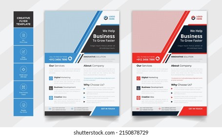 Corporate Business Flyer, Vektordesign-Layout mit 2 attraktiven Farben. 