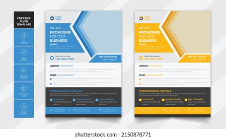 Corporate business flyer vector design layout with 2 attractive color scheme. 