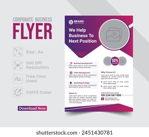 Corporate business flyer vector design template. Design template Geometric shape used for business flyer layout. Corporate flyer, Business Brochure