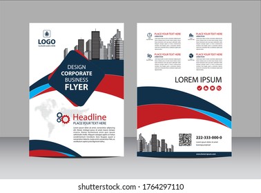 Corporate Business Flyer vector template, poster, brochure, cover design layout, background in A4 size - Vector