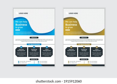 Corporate Business Flyer vector template. Brochure cover design, modern layout, annual report, poster, flyer in A4 with two colors scheme, Corporate Presentation, Portfolio, leaflet