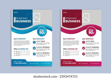 Corporate Business Flyer vector template with unique shapes for advertising. Creative print layout and modern business flyers poster template. Unique a4 cover design to grow your Business.