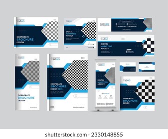 Corporate or business four brochure cover and identity set