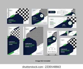 Corporate or business four brochure cover and identity set