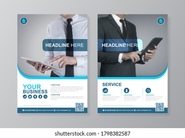 Corporate business Geometric cover, back page a4 template and flat icons for a report and brochure design, flyer, banner, leaflets decoration for printing and presentation vector illustration