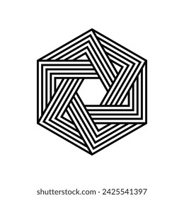 Diseño de logotipo abstracto geométrico de negocios corporativos plantilla vectorial Estilo lineal Hexágono en bucle infinito forma Logotipo concepto icono.