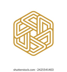 Diseño de logotipo abstracto geométrico de negocios corporativos plantilla vectorial Estilo lineal Hexágono en bucle infinito forma Logotipo concepto icono.