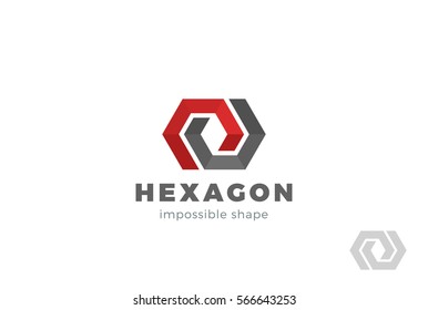 Corporate Business geometric impossible abstract Logo design vector template.
Hexagon looped infinity shape Logotype concept icon
