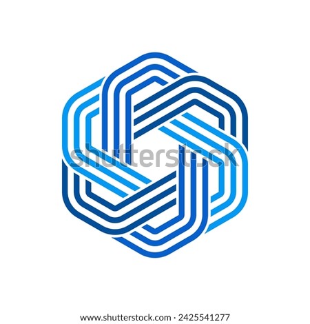 Corporate Business geometric impossible abstract Logo design vector template Linear style Hexagon looped infinity shape Logotype concept icon.