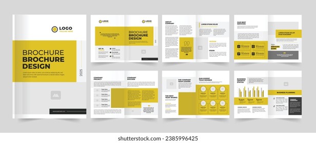 Corporate business guide brochure template, Annual report, 12 page minimalist brochure design template