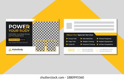 Corporate Business Gym Postcard Template Design.