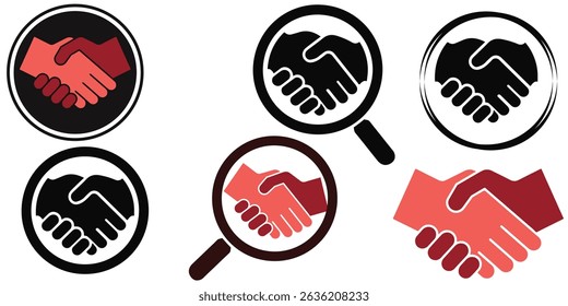 corporate business heart shape Handshaking logo collection of set or group or bundle, partnership and love cooperation love business logo vector icon bundle template illustration