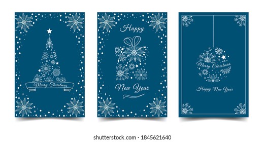Corporate and business holiday cards. Merry Christmas and Happy New Year. Vector illustration