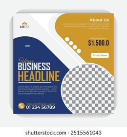 Corporate business house sale square banner or poster design for social media marketing. social media post design template
