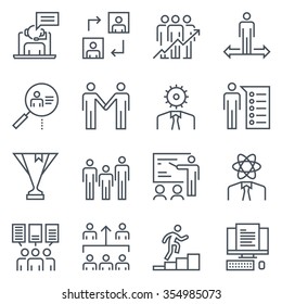 Corporate business icon set suitable for info graphics, websites and print media. Black and white flat line icons.