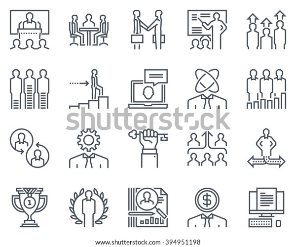 Corporate\
business icon set suitable for info graphics, websites and print\
media. Black and white flat line\
icons.