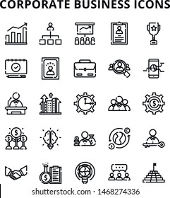 corporate business iconset with 25 design and black and white style