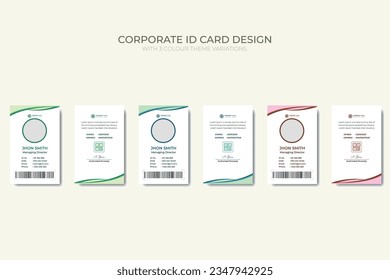 Corporate Business ID CARD template vector design with 3 color themes.