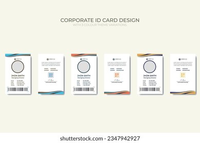 Corporate Business ID CARD template vector design with 3 color themes.