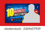 Corporate business idea or social media investment marketing video thumbnail or web banner template. Finance company website cover. Cyberspace technology background by world map and paint brush stroke