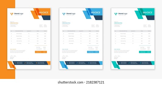 Diseño de facturas de identidad empresarial con formas coloridas vectoriales