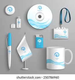 Corporate business identity stationery design elements template isolated vector illustration