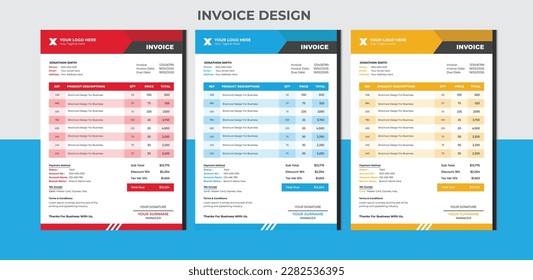 Corporate Business invoice design for corporate office money bills