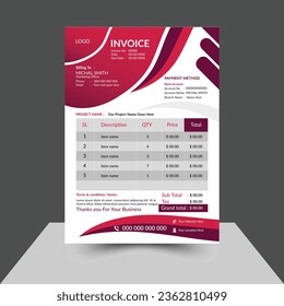 Corporate Business Invoice design template vector illustration bill form price invoice. vector invoice template . Business stationery design payment agreement design template