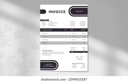 Corporate Business Invoice design template vector illustration bill form price invoice. Business stationery design payment agreement design template for your business