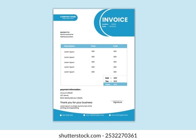 Corporate Business Invoice Design Template Invoice  Professional payment agreement layout, corporate bill  receipt and invoices for customer vector set 