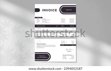 Corporate Business Invoice design template vector illustration bill form price invoice. Business stationery design payment agreement design template for your business
