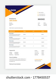 Corporate Business Invoice Design Vector Template