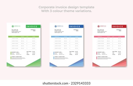Corporate Business Incentive Design Vektorgrafik Rechnung Preis Rechnung mit 3 Farbthema