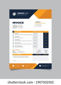 Corporate business invoice template design with black and yellow color