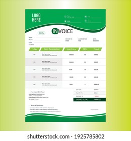 Corporate Business Invoice Template Design, Corporate Invoice Design Template, Vector Invoice Template, Cash Memo, Vector Quotation Design Template