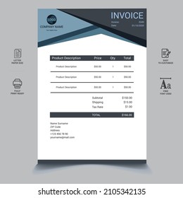 Corporate business invoice vector template design