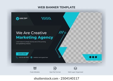 Corporate business landing page social media web banner template design for business marketing, online sale promotion video thumbnail