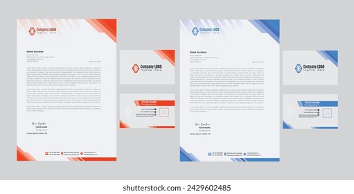 Corporate and Business Latter Head Template, creative business card, creative letterhead design set a4 size corporate company Latter Head in blue, Red color