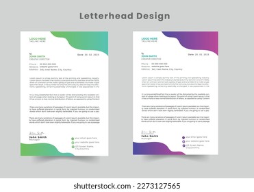 Corporate Business Letterhead, Elegant and Minimalist Style Letterhead Template Design Full Vector. Letterhead Design Template and Letter Template. Creative Modern Business Letterhead Design Template.