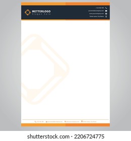 Corporate business letterhead, flyer, brochure, official business letterhead, marketing agency, minimal, a4 size template orange Color -Vector