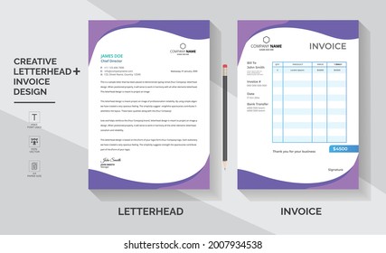 Corporate business letterhead and invoice template. Professional And Modern Corporate Letterhead Template