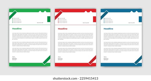 Corporate business letterhead template design, printable modern letterhead template