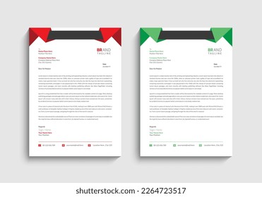 Corporate Business letterhead, Letterhead template with various colors, Letterhead template in flat style, Modern, Clean and company letterhead template design