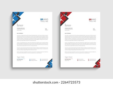 Corporate Business letterhead, Letterhead template with various colors, Letterhead template in flat style, Modern, Clean and company letterhead template design