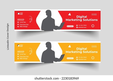 corporate Business linkedin cover banner and facebook cover banner template design.