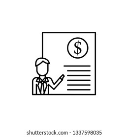 Corporate and business, business man, manager, money, report icon